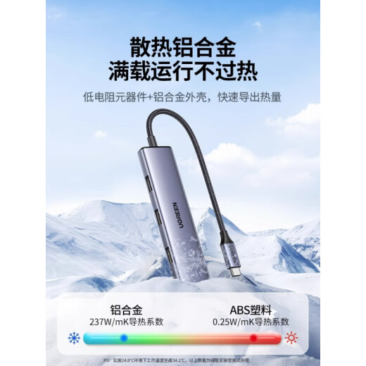 绿联（UGREEN）typec拓展坞扩展usb多口集线器延长hub3.0带供电转接头转换器 15919_USB3.0【喷漆款】USB3.0x4