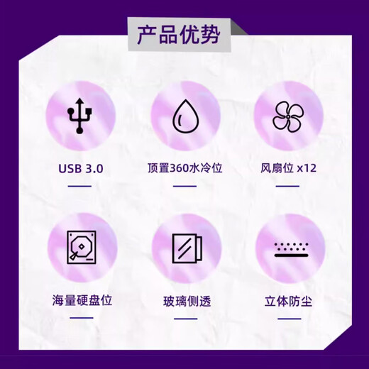 先马颜之神mesh 台式机电脑机箱玻璃侧透ATX防尘散热M-ATX机箱 方格网孔/360水冷/12风扇位/三面防尘 颜之神mesh（白色）