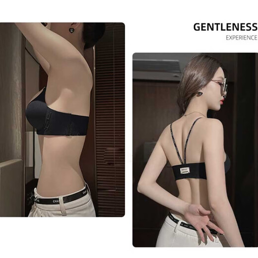 Zhige Cat Front Button Bra Push Up Beautiful Back Bra Women's Thickened Small Breasts Show Bigger Wireless Seamless Bra Top Support Side Collect Letters Black Single Piece Upgraded Boxed - Front Button Push Up M -34/75AB