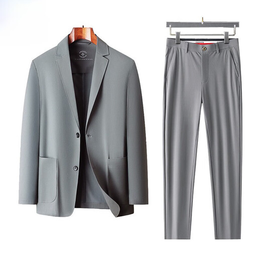 ROMON Ice Silk Suit Men's Summer Draped No-Iron Business Casual Thin Ice Silk Small Suit Jacket Men's Casual 2310-623 Navy Suit + trousers trousers size can be specified 180C m/XL