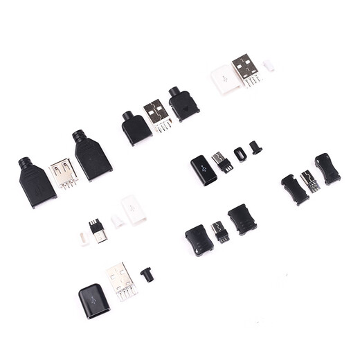Zejie USB plug and socket three-piece set snap-on wire-type female connector MICRO four-piece set Mini interface Type-c USB male snap-on three-piece set (set of 5)
