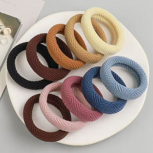 Simple, versatile, highly elastic, thickened, non-slip hair ties for women, 10 pcs