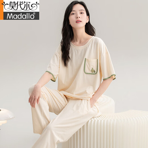 莫代尔睡衣女夏季新款夏天纯棉短袖长裤半袖春秋高级感家居服套装可外穿 CM65032【女】 Z9711 M 【建议80-100斤穿】