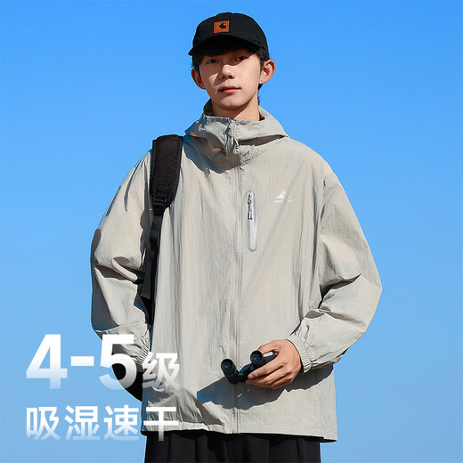Pull back sun protection clothing men's summer ice silk sun protection skin clothing outdoor sun protection clothing fishing clothing jacket men gray XL