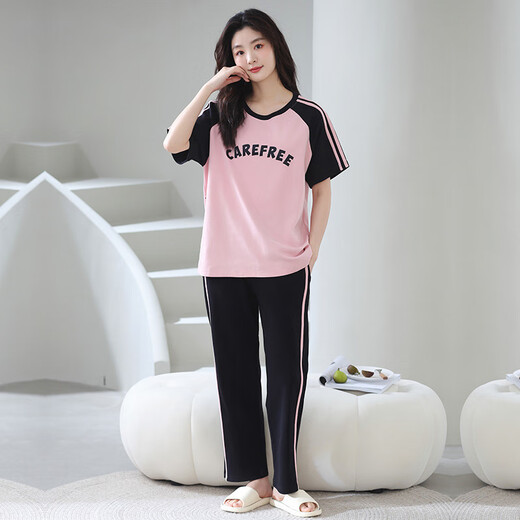 Hanrui Summer Damen-Baumwoll-Kurzärmer-Pyjama zweiteiliger Set 679 175 L