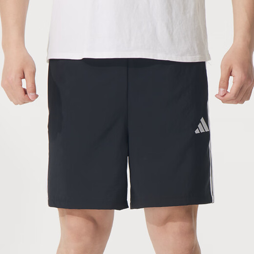 阿迪达斯 （adidas）短裤男 25夏季运动裤快干篮球训练舒适透气休闲裤冰丝裤五分裤男 黑色/速干/经典三条纹 M 175