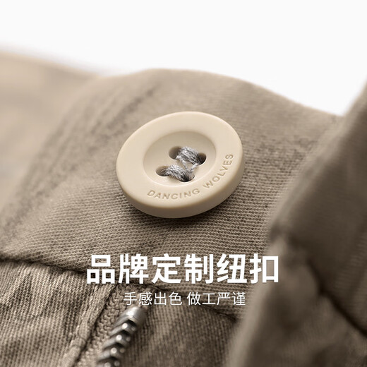 与狼共舞【满身印花】休闲短裤男2025夏季新款纯棉弹力时尚青年五分裤4019 卡其701 29