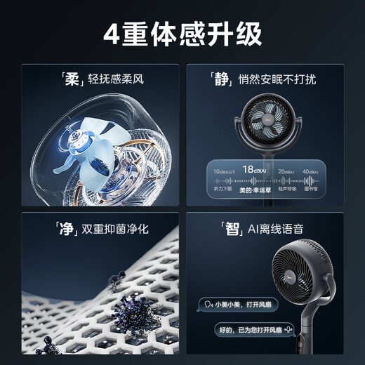 Midea Clover Sleep Ultra DC variable frequency 3D shaking head air circulation fan/silent bedroom electric fan/small remote control floor fan/voice purification fan