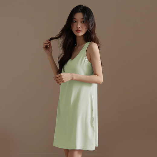 浪莎2025新款带胸垫睡裙女纯欲风可外穿家居服无袖防凸点夏天背心睡衣 黑色背心裙11980 XL （适合120-140斤）