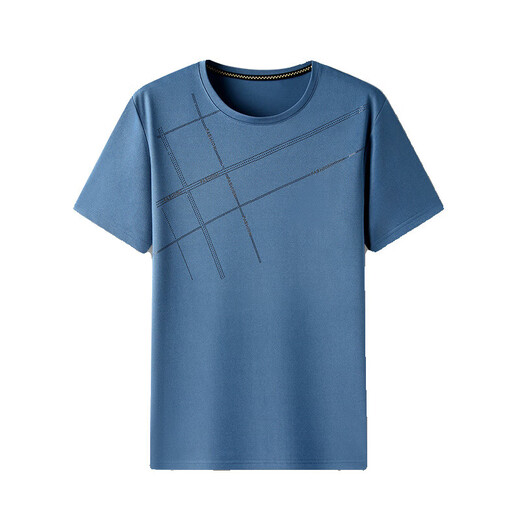 Montagut-Sommerkleidung, mittlere und ältere Sommerrunde Hals kurzärmelige T-Shirt für Männer mittleren Alters, bequeme, atmungsaktiv, kühle und ice Seide Casual Top 691 Navy S 165 (empfohlen 110 Jin [Jin gleich 0,5 kg] oder weniger) oder weniger) oder weniger) oder weniger) oder weniger) oder weniger).