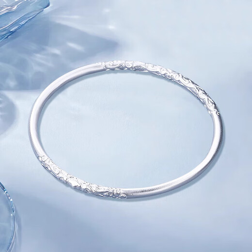 Bovia Chinese style PT950 platinum bracelet for women, ancient solid curly grass pattern platinum glossy bracelet, platinum, weight 17.5-17.7g, inner diameter 56mm