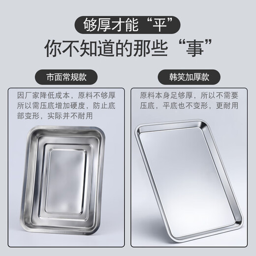 多瑙梦德国进口品质日式平底不锈钢托盘加厚长方形盘子家用厨房烤箱烤盘 日式平底方盘3527 2cm