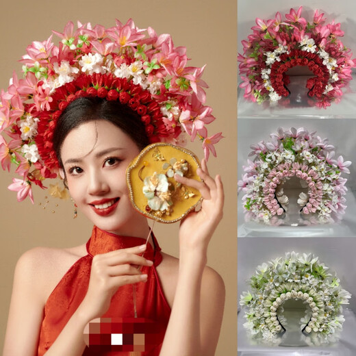 Shijun (SHIJUN) hairpin headdress ethnic style photo props Xunpu women Quanzhou folk characteristics Xunpu women's hairpins and garland hair accessories 18# red - finished product