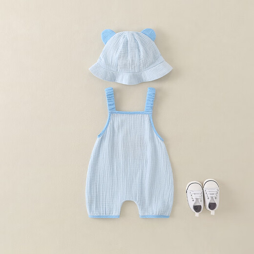 水花童新生婴儿2025夏装衣服男女宝宝连体衣夏季薄款满月百天包屁哈衣 6627小免渔夫帽 66cm 0-3个月