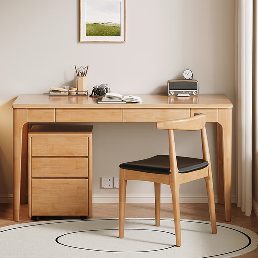 Pengneng all solid wood computer desk small apartment modern table home simple writing desk study table bedroom desk walnut color # desk 120cm*60cm*75cm