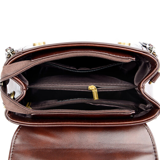 Kangaroo Cara Bag Women's Bag Women's 2025 Autumn and Winter New Middle-aged Women's Bag Mom Bag Crossbody Small Bag Genuine Leather Shoulder Bag Brown (Hand Bag + Card Holder + Gift Box)