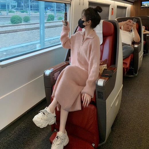 现宝莲长裙粉色针织连衣裙子女装2025流行开春装韩系穿搭一整套 【C23M6189米杏色】【小香风套装 M 45/55kg