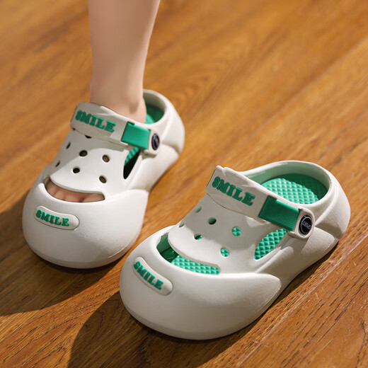 G.DUCK little yellow duck summer new children's hole shoes for boys non-slip thick-soled children wearing Baotou beach baby sandwich Khaki 34