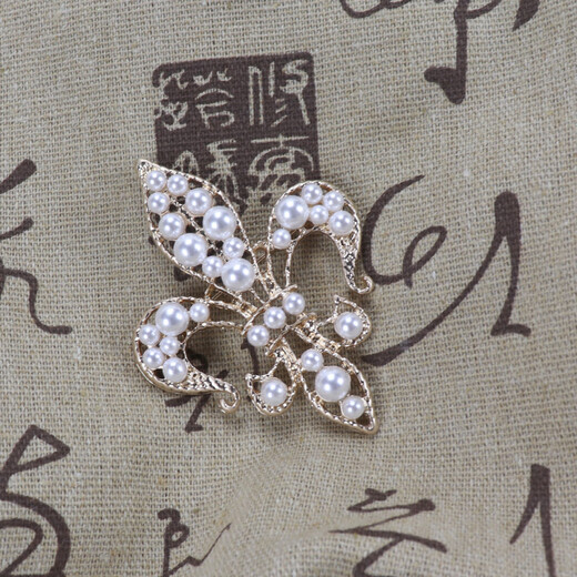 QUAMER gold store European antique jewelry poster style iris pearl brooch vintage corsage