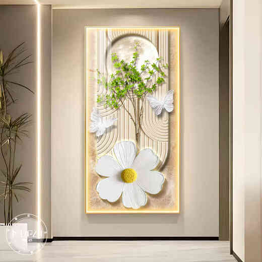 Jiuyu Picture Entrance Entrance Coremer Decription Cream Style Зеленые растения коридор и проходная живопись Простая современная гостиная фонари из фонари yizhi duxiu a Style 90*180 Светодиодный свет (умная прямая вставка + пульт дистанционного управления) 3527