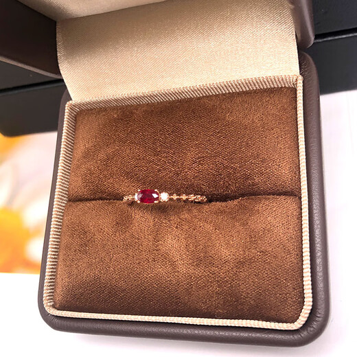 Eba natural pigeon blood red ruby ring 18K gold diamond ring for girlfriend birthday gift 0.26 carat size message (spot size 9 to 20)