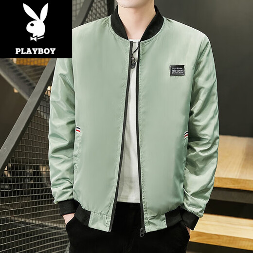 Playboy (Playboy) 2025 Frühlings- und Herbstjacke Herren-Trendy Baseball Collar Thin Casual Short Style Outdoor mit hübsche Herrenjacke 686 Jacke [schwarz] XL [Vorgeschlagen 105-120jin [Jin ist ungefähr 0,5 kg]]