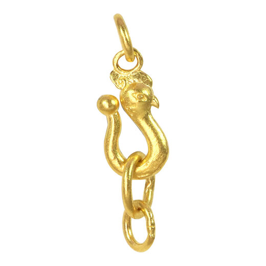 ZHIO pure gold ancient method handmade old gold plain gold Phoenix bird buckle koi fish buckle bracelet necklace buckle head accessories old gold Phoenix bird buckle-ringless B3521 0.55g