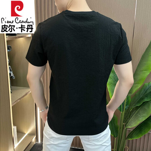 Pier Cardin 2025 Camiseta de manga corta para hombres nuevos en la camiseta versátil de lujo de verano y de alta calidad camisa de seda de hielo de altura a media manga 1105 White L 105-120Jin [Jin iguala 0.5 kg]