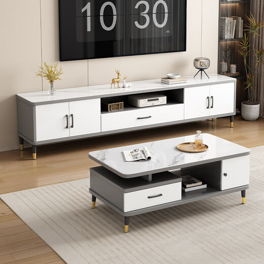 Mu Jinning Slate Coffee Table Modern Simple 2025 New Living Room Bedroom Light Luxury Small Apartment Solid Wood Ecological Board Coffee Table Side Table Extra Height Premium Gray Stone Slate Coffee Table 120cm