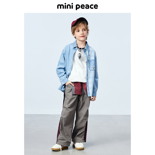 Minipeace PeaceRebird Children's Cloding Boys Shirt Facaf1381 Denim Hell Blue 110