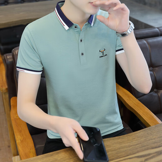 Gy yagel sommer sommer pur cotton herren kurzärmelig t-Shirt Lapel Trendy Business Casual Youth Collar Paul Polo Qy673 Pink 3xl