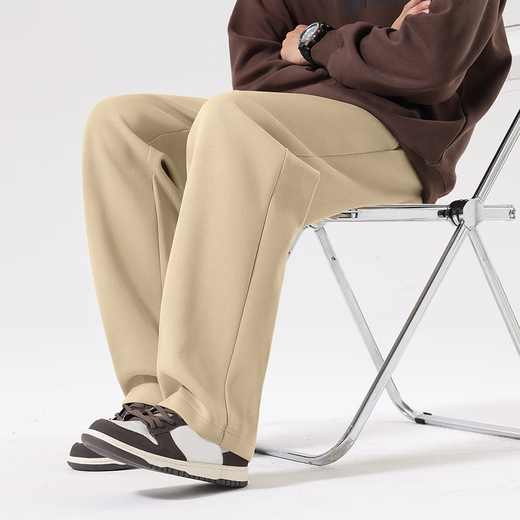 Miniso Men's Pants Straight Leg Pants Loose Large Size Drape Pants Men's Autumn and Winter Sports Men's Casual Pants Z Hemp Gray XL