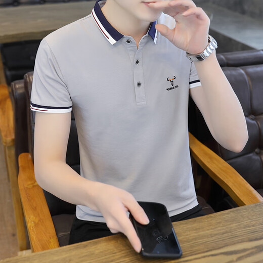 Gy yagel sommer sommer pur cotton herren kurzärmelig t-Shirt Lapel Trendy Business Casual Youth Collar Paul Polo Qy673 Pink 3xl