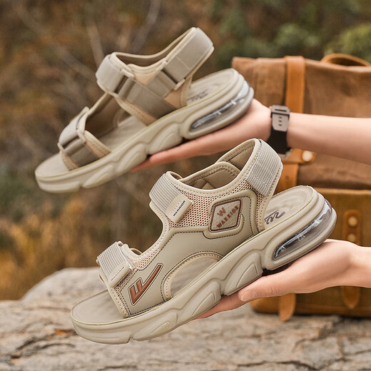 Huili Herrenschuhe, Luftkissensandalen, Herren Herbst neue Outdoor-Sportarten schnell trocknende Strandschuhe, Herren-Wandersandalen, Khaki [Luftkissen schnell trocknend] 39