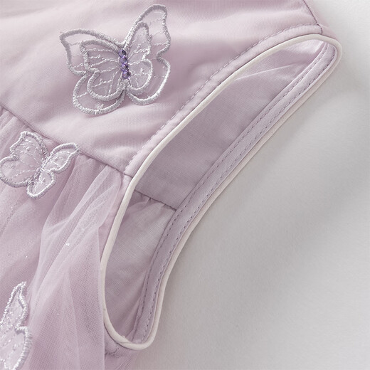 DAVE&BELLA girls' dresses, stylish children's skirts, new summer clothes, children's mesh skirts, baby girl princess skirts, children's skirts, gray purple, in stock, 90 cm (recommended height 80-90cm)