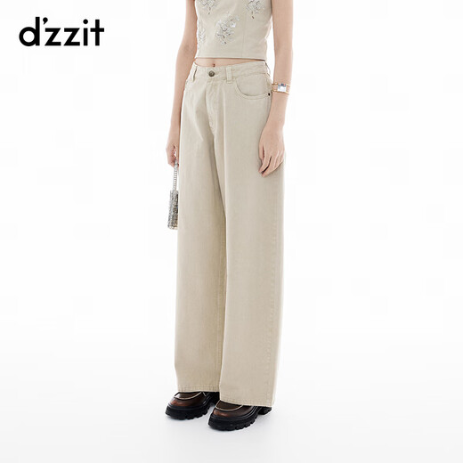 DZZIT地素【刘浩存同款】牛仔裤2025夏季新款钉珠阔腿裤女3J2R8119J 浅卡其色 XS