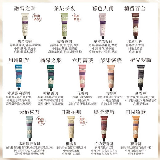 Runpei Fragrance Plant Extract Hand Cream Moisturizing and Hydrating Birthday Gift for Men and Women Tea Dyed Long Night 75g