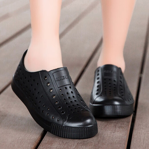 Sommer Kinderhoch Schuhe 2025 Leicht wasserdichte Kinderschuheschuhe Loch Schuhe Gartenschuhe Senden Schuhe Blumen rein schwarz 27