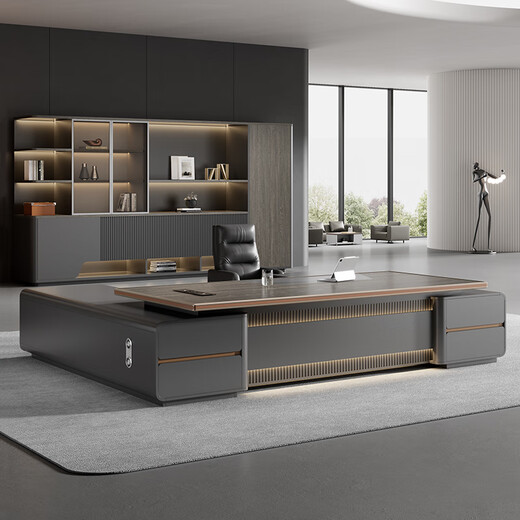 Zhiyi Boss Desk Simple Modern Tables and Chairs New Chinese Style Executive Desk Single President Desk Manager Commercial Office Furniture 2.6 Meter Luxury Boss Desk