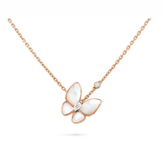 Yadige 18k rose gold gold butterfly mother-of-pearl necklace marquise platinum full diamond turquoise blue women's model 2024 new model mother-of-pearl butterfly
