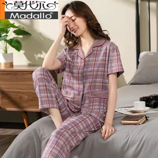 Modal de mediana edad Madre Pajamás de algodón puro Summer pantalones de manga corta de verano