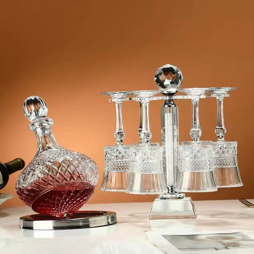 Sophora frost painted gold Visa red wine decanter high-end crystal luxury rotating red wine decanter tumbler gyro design Visa regular style 6 cups regular pack