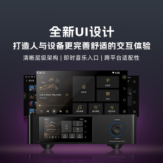 Shanling SMT1.3 Desktop Streaming Media Turntable Digital Broadcast Processor High-Fidelity Dual-Band WiFi6 Transmission NAS Function Silver Get 64Gu Disk with Order and L8 with Order