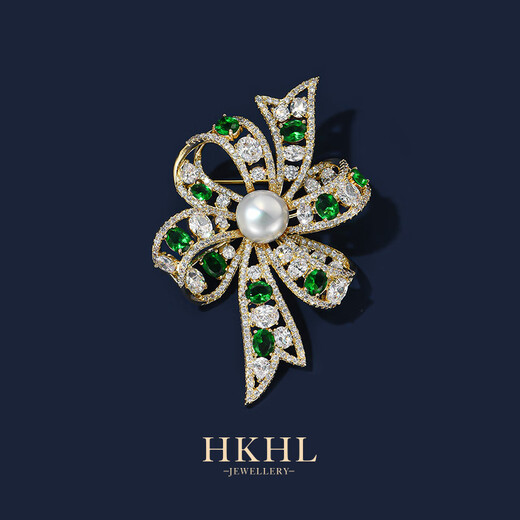 HKHL Freshwater Pearl Bow Brooch High-end Women's Light Luxury Suit Corsage Pin Scarf Button Girls Birthday Gift Freshwater Pearl Bow Brooch