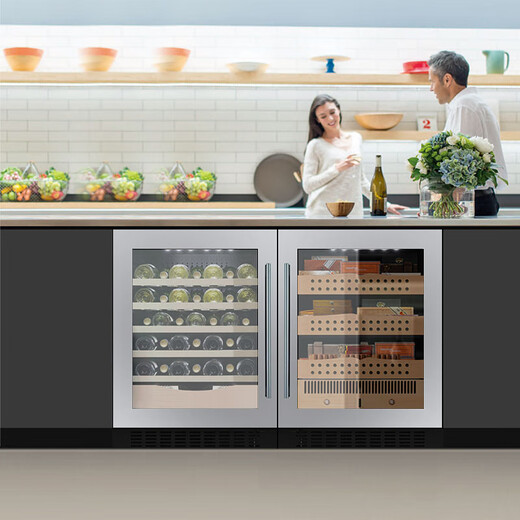 Gironde JC145 built-in cigar cabinet red wine cabinet constant temperature wine cabinet beverage cabinet ice cream refrigerator cabinet fresh cabinet tea constant temperature refrigerator household stainless steel door wine cabinet cigar cabinet combination