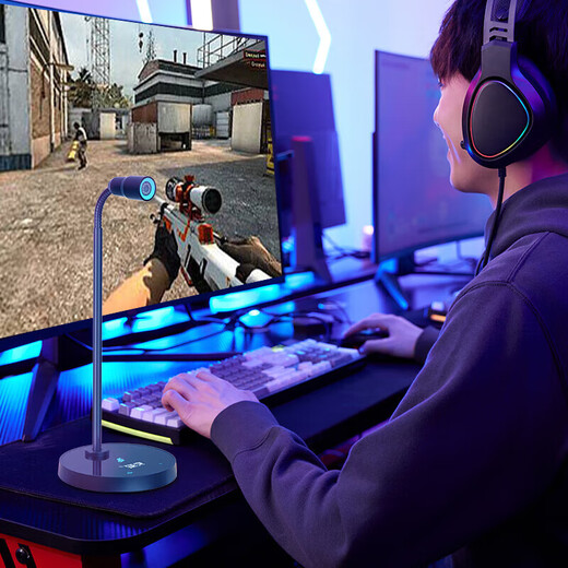 Sony Ericsson (soaiy) computer microphone desktop microphone game e-sports voice live broadcast noise reduction capacitor microphone external video conferencing online class external recording USB socket elegant black USB model multi-angle adjustment/plug and play