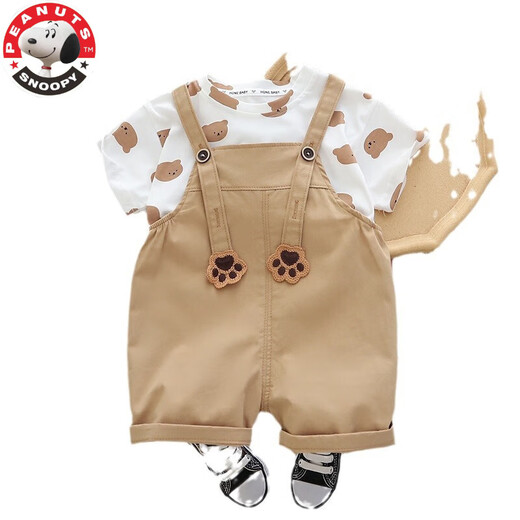 Snoopy (Snoopy) 0-5 лет летняя детская футболка с короткими рукавами маленькая и средняя детская комбинезон для мальчиков и девочек корейских версий набор детского костюма с коротки