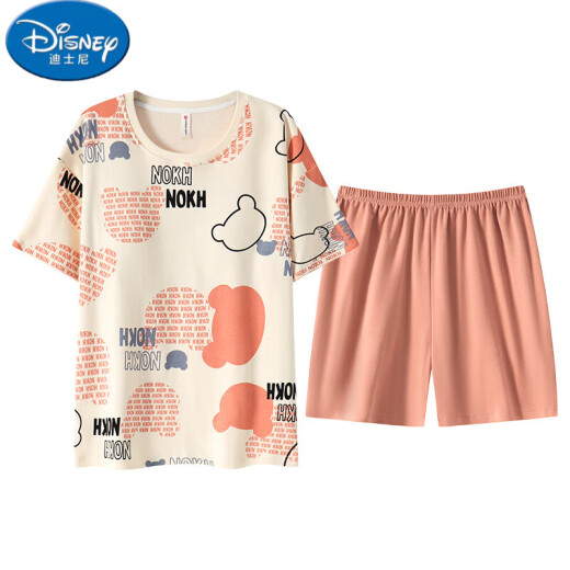 Disney Summer Damen-Kurzärärer-Pyjamas mit Baumwolle, in sich geschlossene Brustpolster, integrierte Heimkleidung, dünner Stil, großer Größe, Sommer, GXT1047 Match M (Empfohlen 75-95jin [Jin gleich 0,5 kg]))