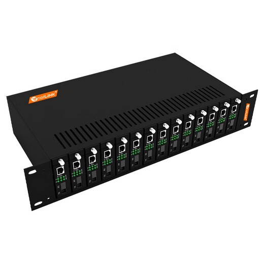 netLINK fiber optic transceiver rack 14-slot standard 19-inch 2U chassis Desktop photoelectric converter frame Dual power supply redundancy Telecom grade HTB-14AC/D One