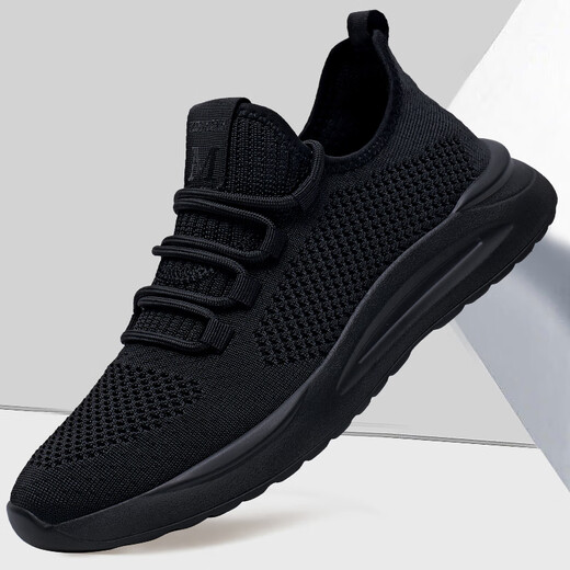 Xuanzhu Huilirui 2025 spring and summer sports shoes men's shoes mesh fashion Korean versatile casual breathable shoes running shoes 9905 black 39